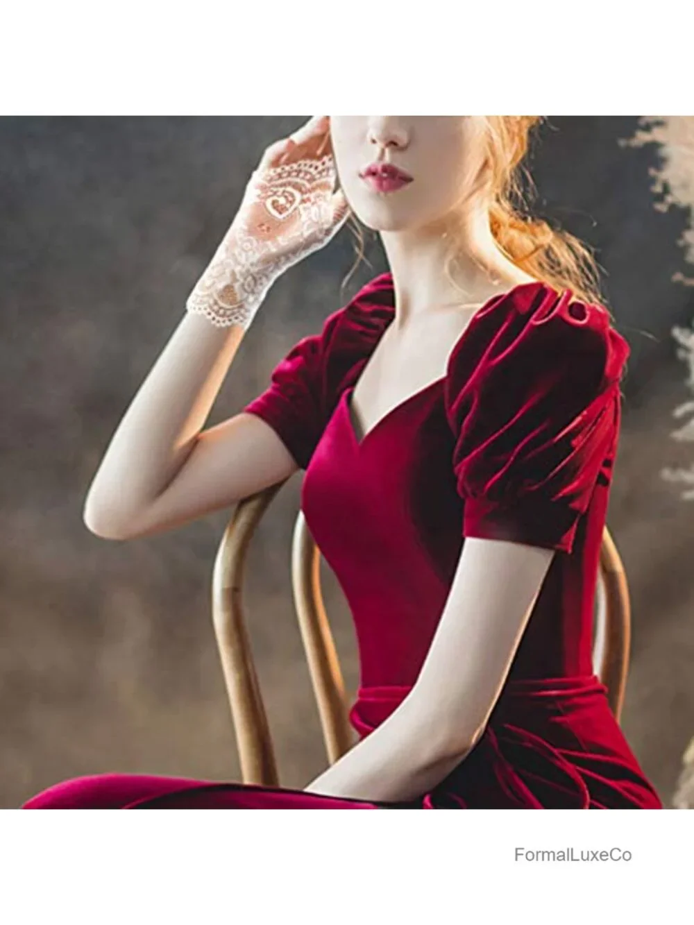 2 Pairs Women's Lace Fingerless Gloves Floral for Wedding Prom Party Accessories
